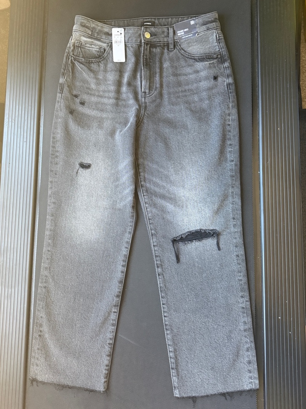 Women’s Distressed Straight Ankle High Rise Jeans